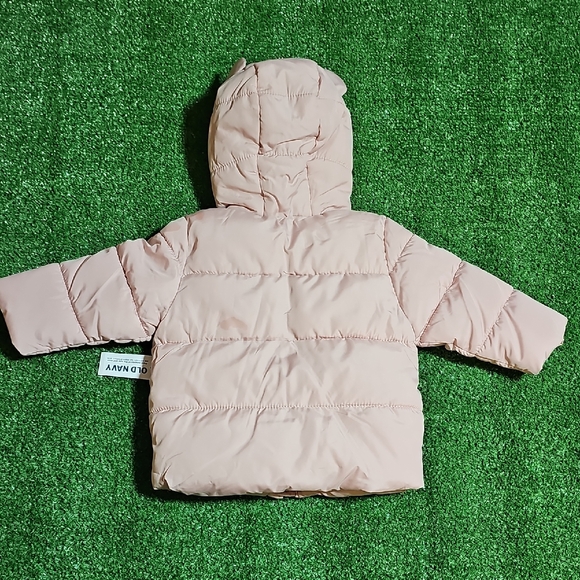 Old Navy Blush Puffer Jacket with Hood Ears 6-12 M - Picture 7 of 9